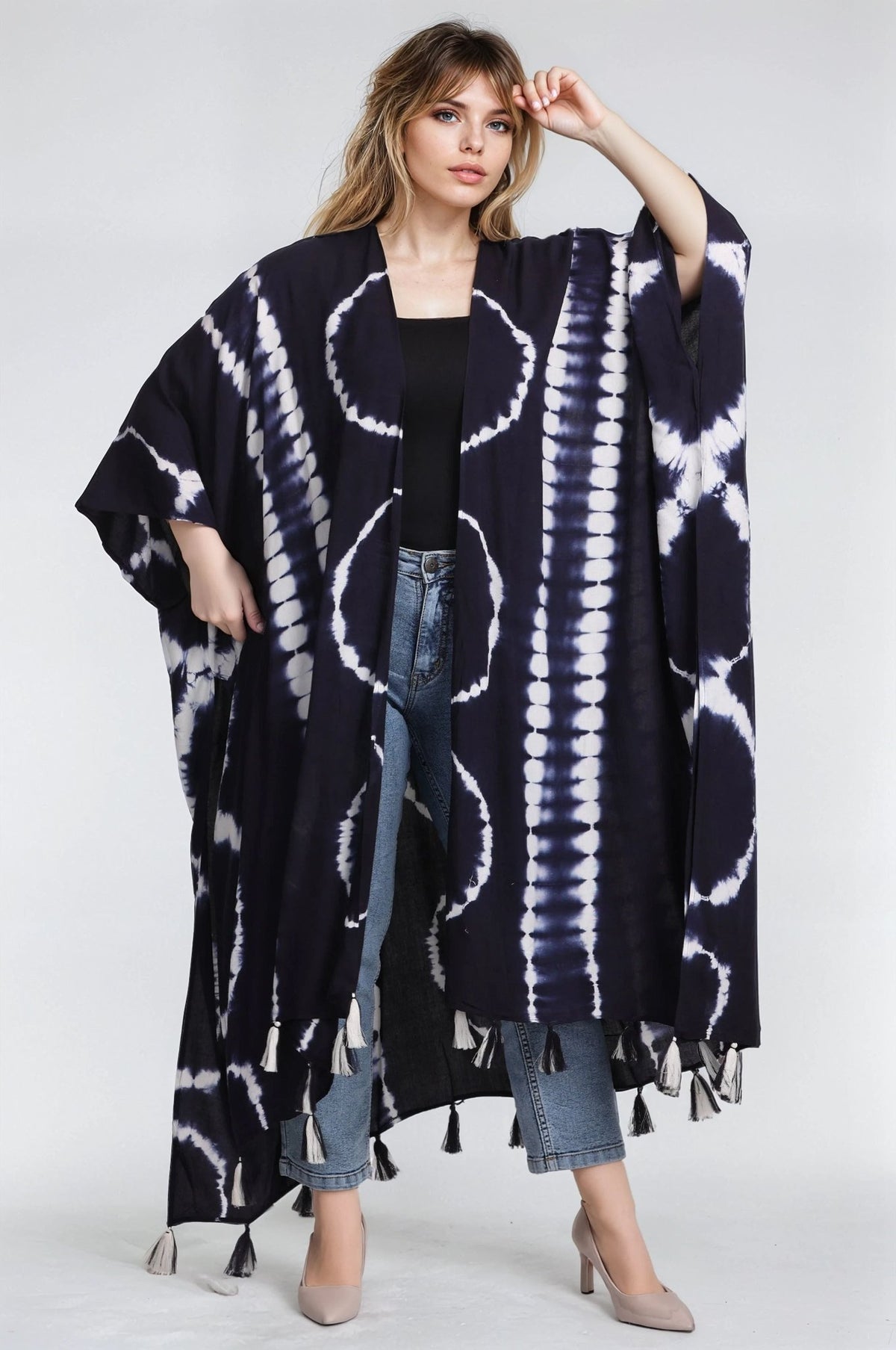 Tie Dye Beach Cover Up Kimono 22034 - Advance Apparels Inc