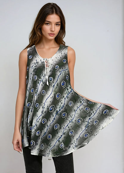 Tie Dye Lace Up Tank Top 19235 - Advance Apparels Inc