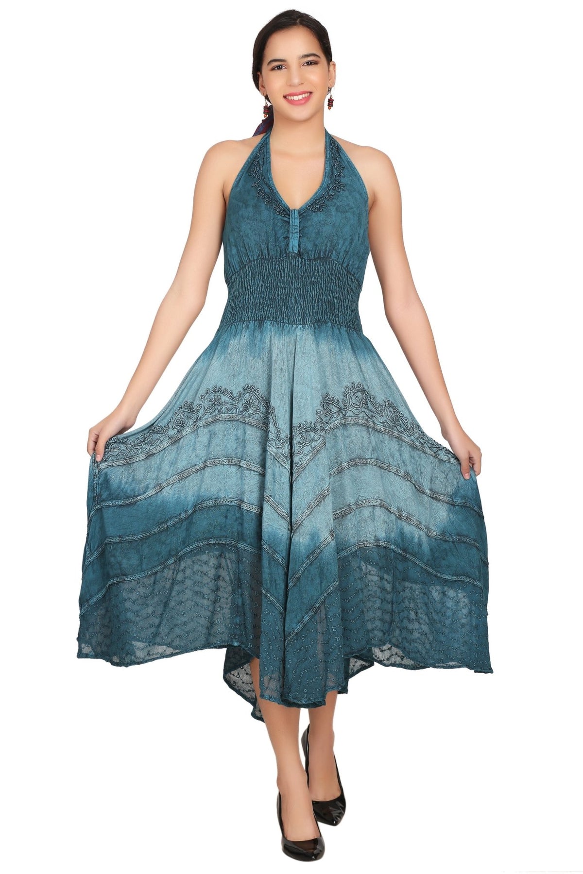 Tri Color Ombre Maxi Dress 602 - Advance Apparels Inc