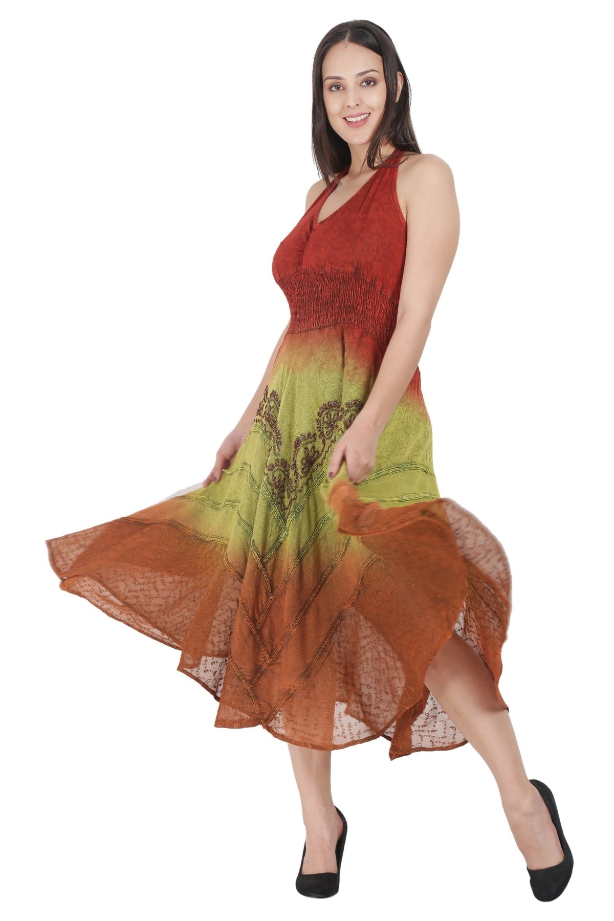 Tri Color Ombre Maxi Dress 602 - Advance Apparels Inc