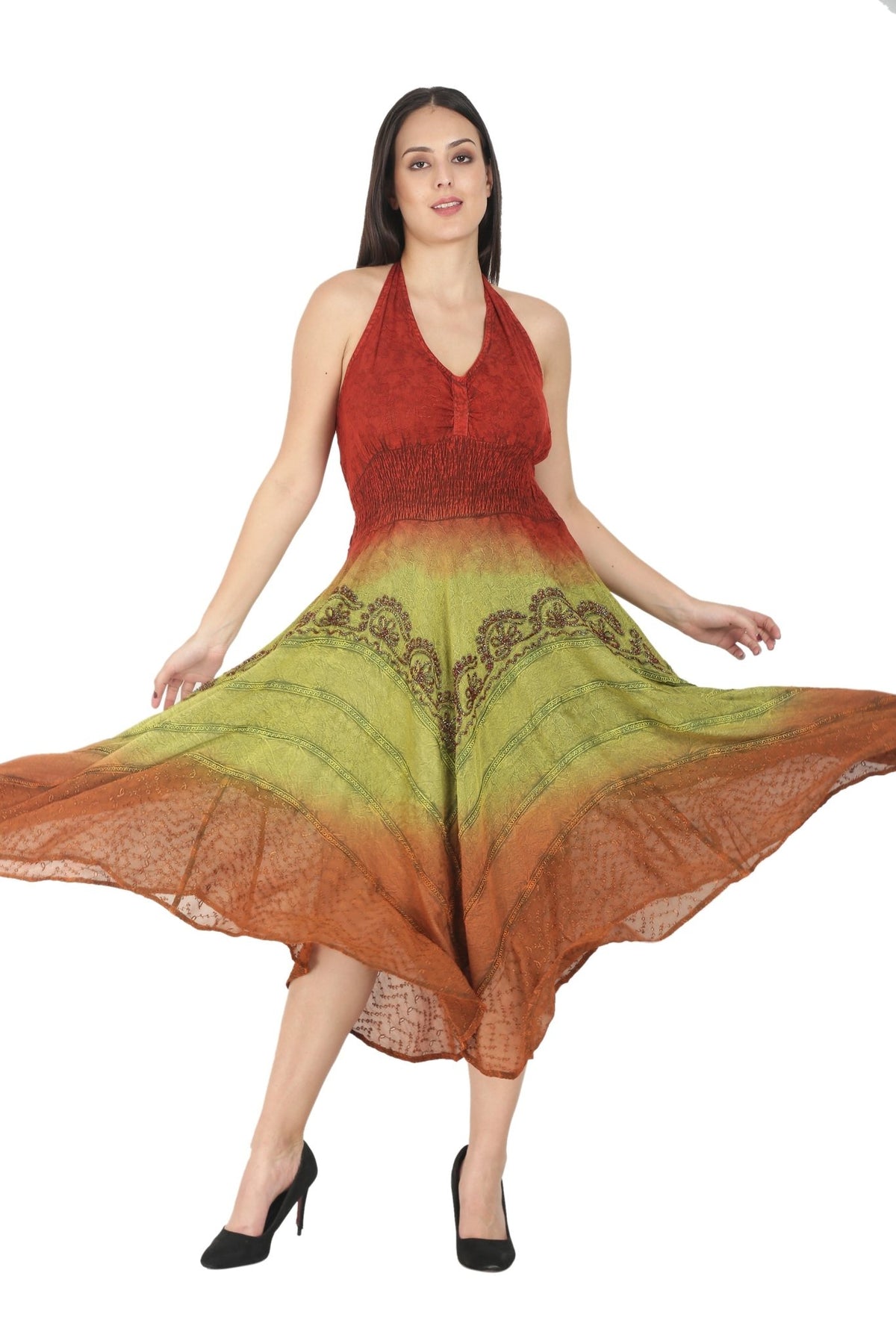 Tri Color Ombre Maxi Dress 602 - Advance Apparels Inc