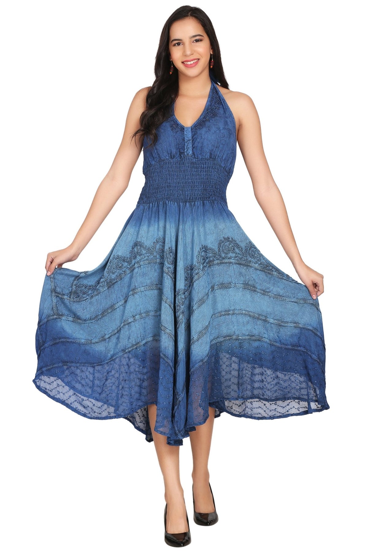 Tri Color Ombre Maxi Dress 602 - Advance Apparels Inc
