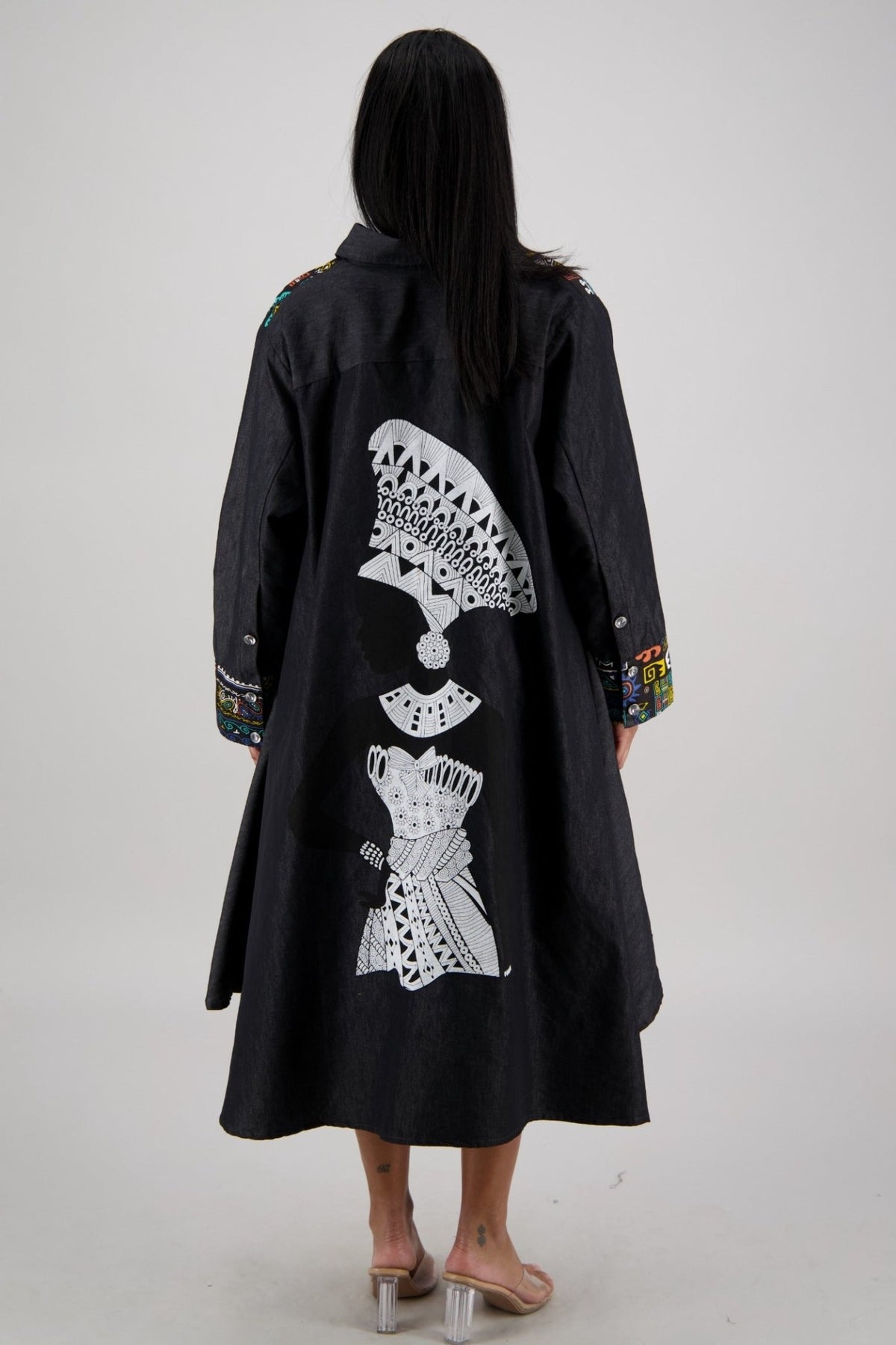 Vibrant Accents Hi - Lo Black Denim Dress AD - 25092 - Advance Apparels Inc