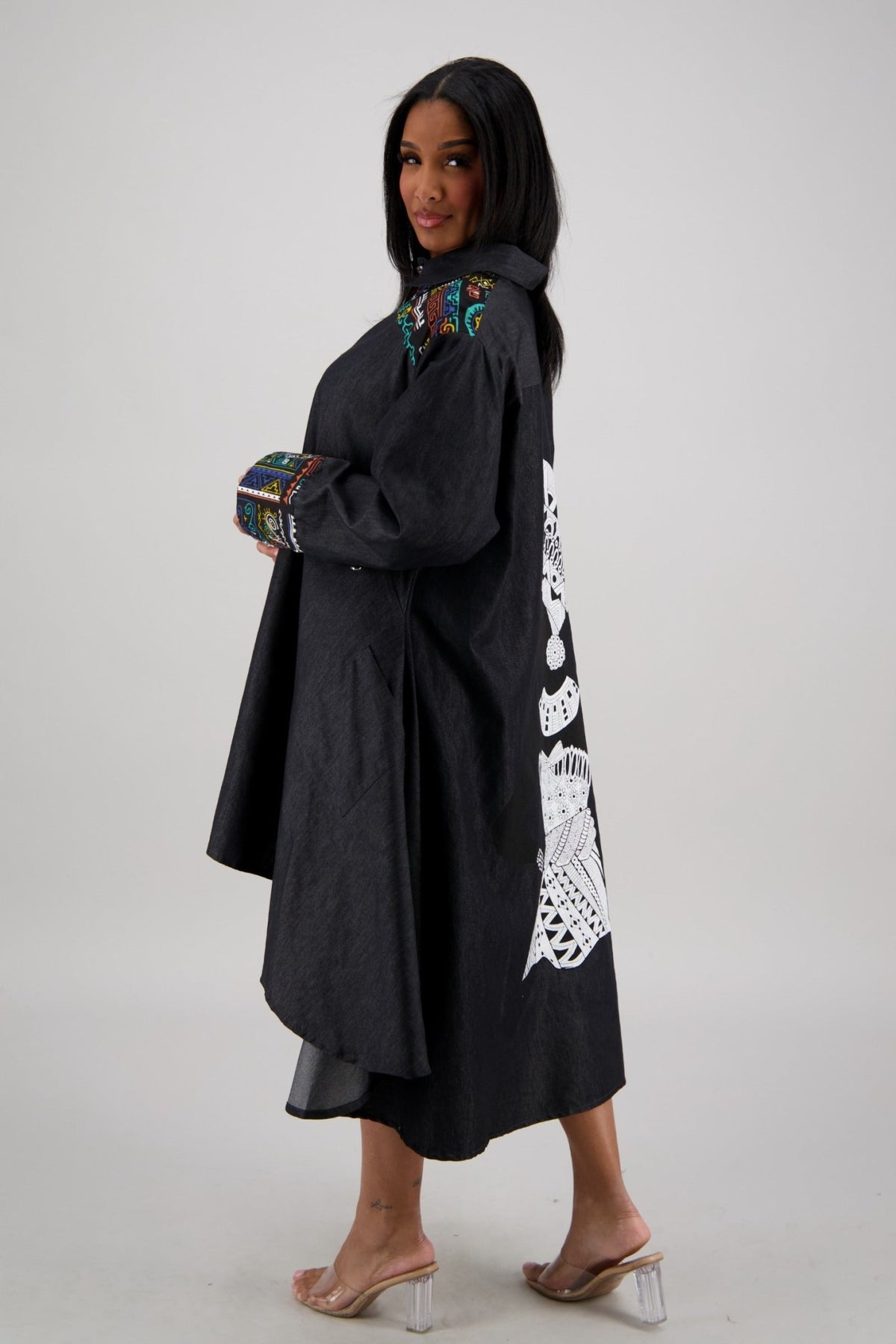 Vibrant Accents Hi - Lo Black Denim Dress AD - 25092 - Advance Apparels Inc