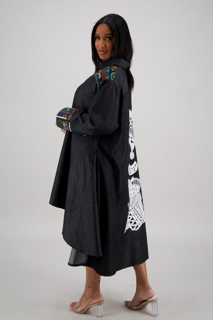 Vibrant Accents Hi - Lo Black Denim Dress AD - 25092 - Advance Apparels Inc