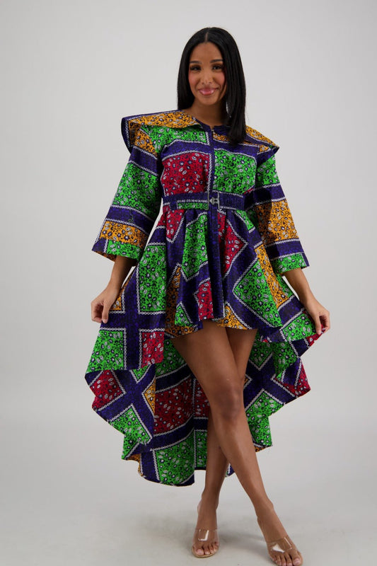 Vibrant Patchwork Hi - Lo Dress AD - 25012 - 270 - Advance Apparels Inc