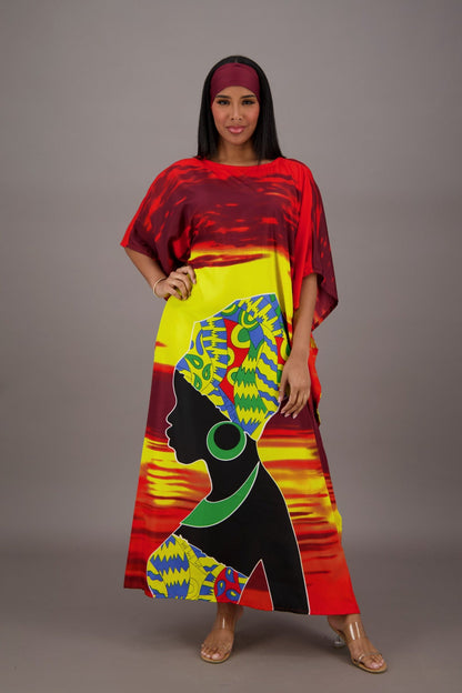 Vibrant Sunset African Print Kaftan KAF-42201 - Advance Apparels Inc