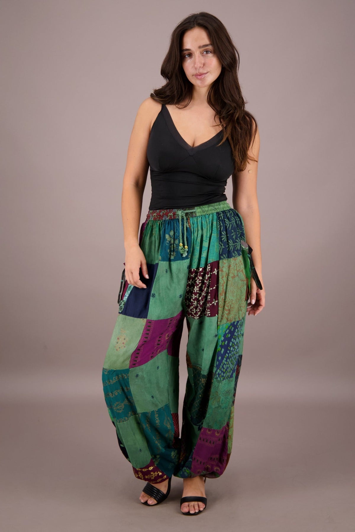Wide Leg Patchwork Pants PAT - 3259 - Advance Apparels Inc