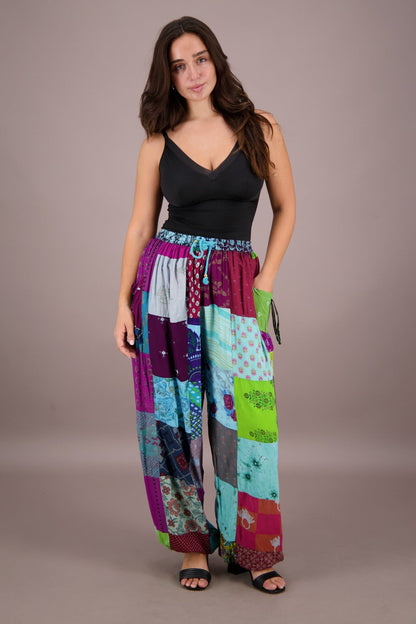 Wide Leg Patchwork Pants PAT - 3259 - Advance Apparels Inc