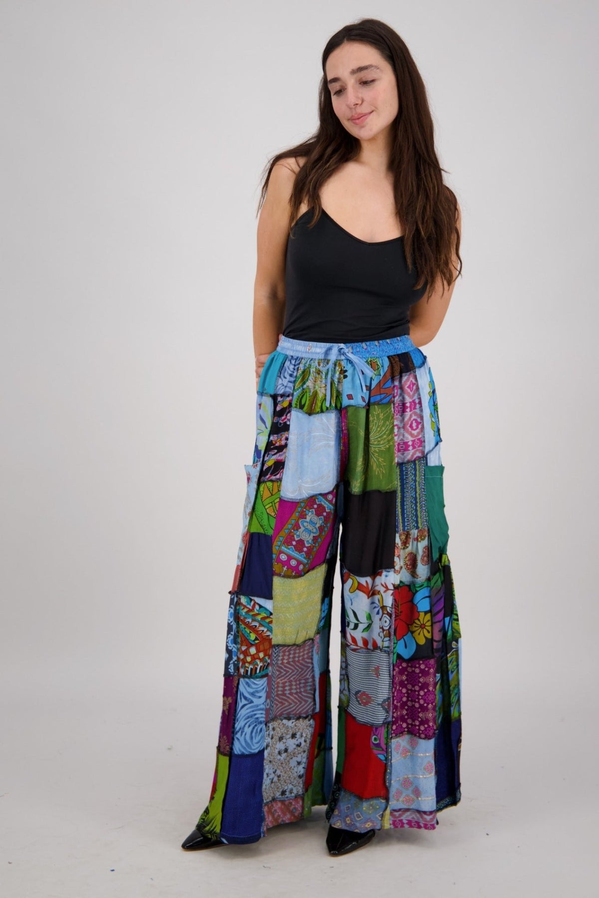 Wide Leg Patchwork Pants PAT - 3518 - Advance Apparels Inc