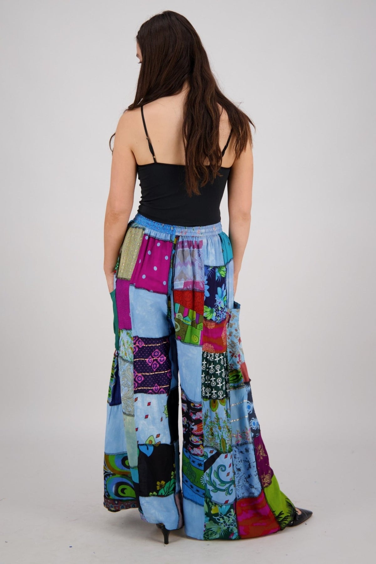 Wide Leg Patchwork Pants PAT - 3518 - Advance Apparels Inc