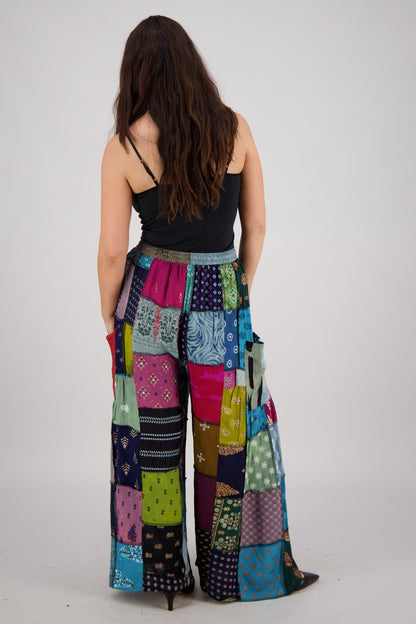 Wide Leg Patchwork Pants PAT - 3518 - Advance Apparels Inc