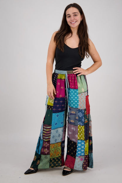 Wide Leg Patchwork Pants PAT - 3518 - Advance Apparels Inc