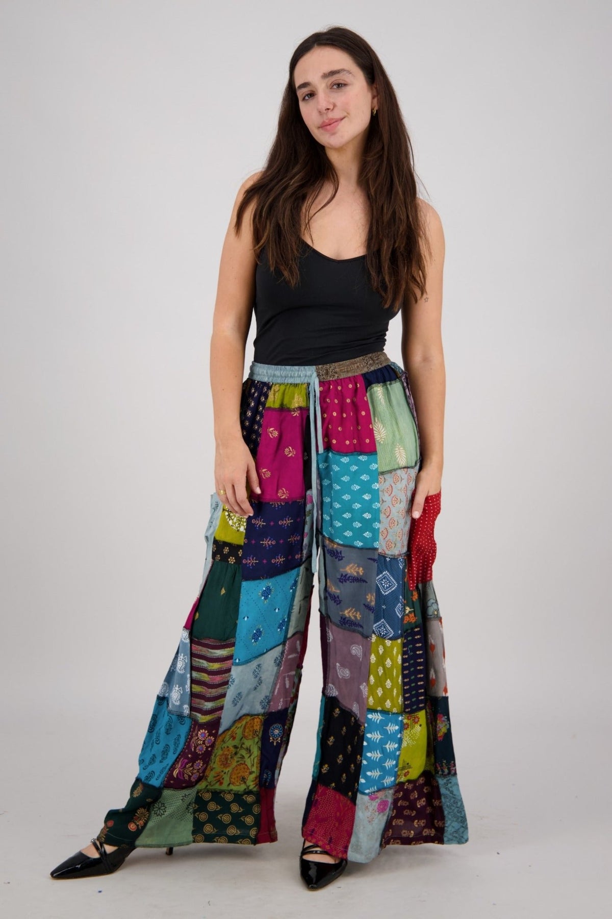 Wide Leg Patchwork Pants PAT - 3518 - Advance Apparels Inc