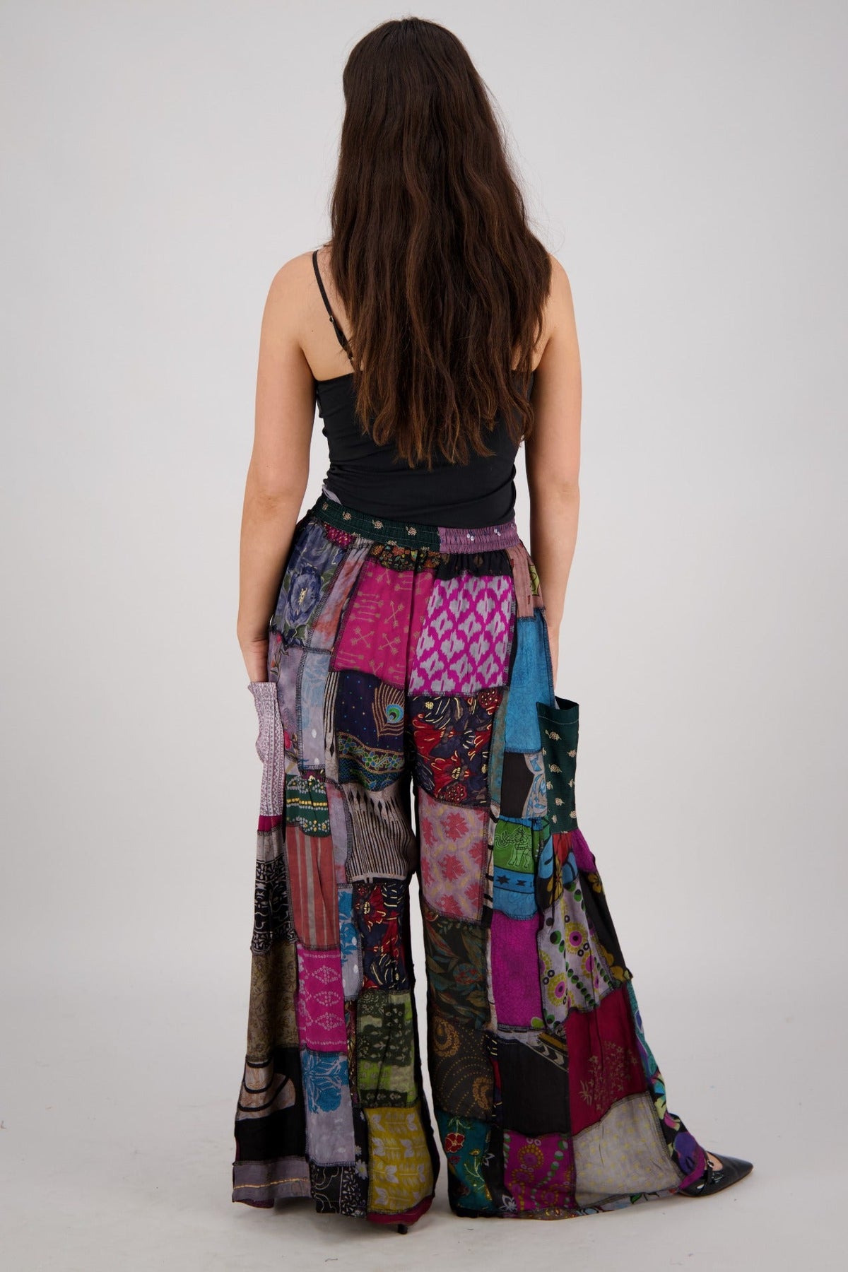 Wide Leg Patchwork Pants PAT - 3518 - Advance Apparels Inc