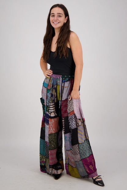 Wide Leg Patchwork Pants PAT - 3518 - Advance Apparels Inc