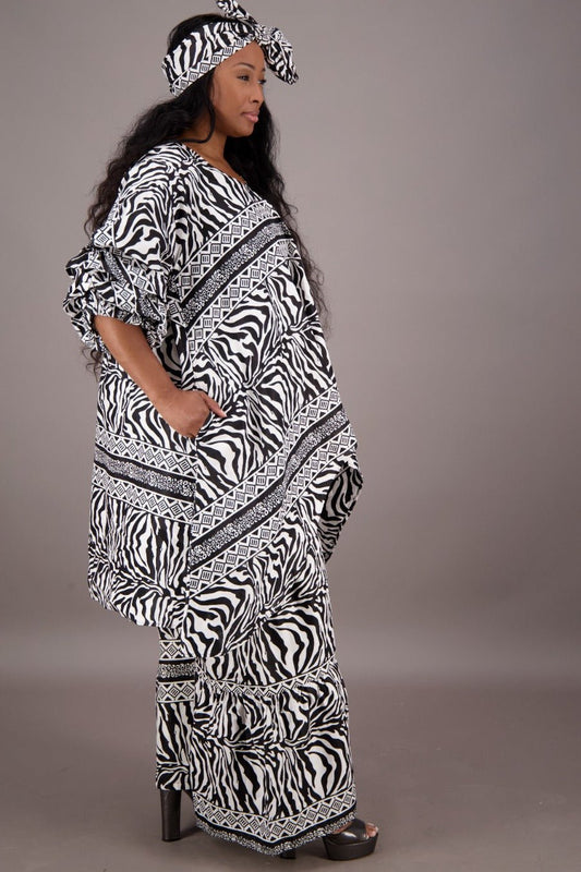 Zebra Print 2 Piece Pants Set APS - 25082 - 261 - Advance Apparels Inc