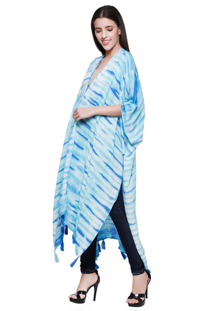Zebra Tie Dye Beach Cover Up Kimono 22031 - Advance Apparels Inc