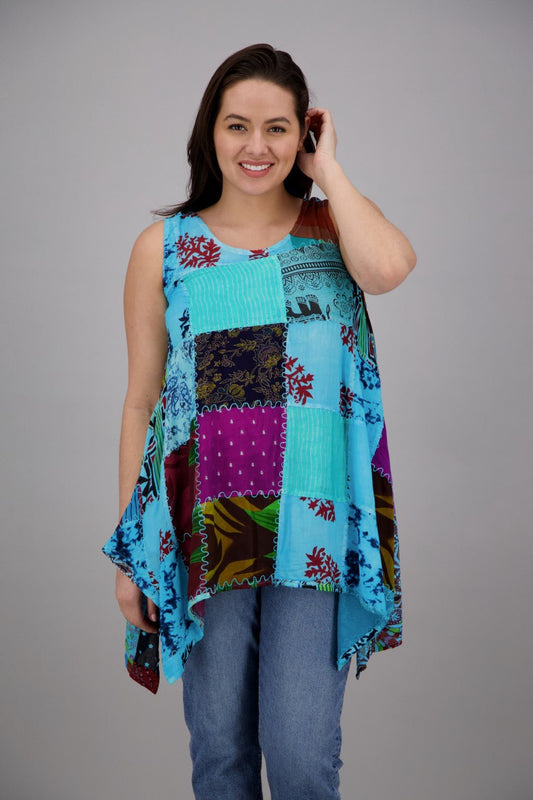Sleeveless Patchwork Blouse PAT - 3265 - Advance Apparels Inc